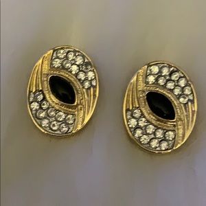 Vintage Onyx Crystal Earrings